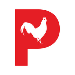 Rooster logo Logo combine with letter P vector template