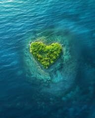  Beautiful maldives tropical island in heart shape - Poster