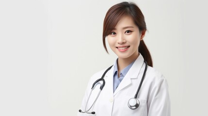 Fototapeta premium Professional Female Doctor with a Stethoscope Smiling Confidently. Generative ai