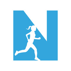 Run logo combine with letter N vector template