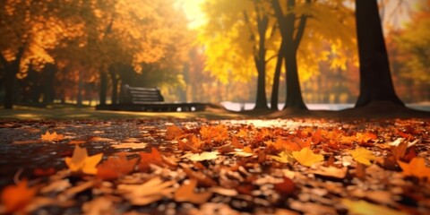 Naklejka na ściany i meble beautiful autumn park Generative AI