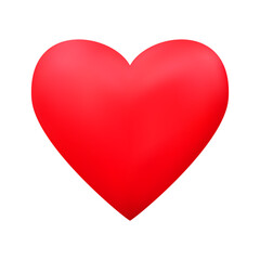 Red realistic heart icon on white background. 3d vector illustration.