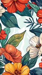 Vertical AI illustration vibrant floral tapestry with lush blooms. Concept plants and flowers.