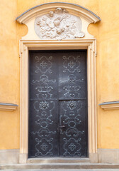 Old ornate metal door background