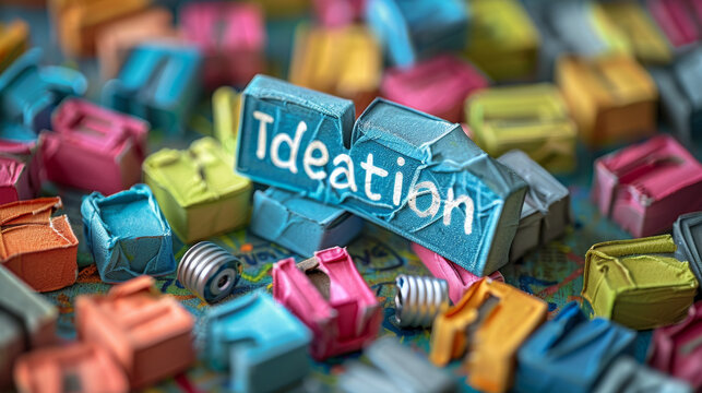 The image features the word "Ideation" against a colorful background, capturing the essence of creativity and inspiration.