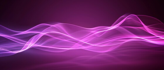  A clear image of a luminous wave on a dark backdrop with vibrant pink and purple shades on its left side.