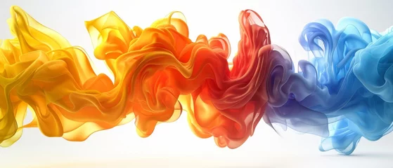 Gardinen  A cluster of multicolored fumes forming an abstract wave pattern against a pristine backdrop, accommodating text © Jevjenijs