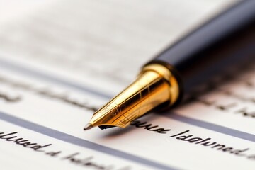 Close-up of pen on a contract paper, Contract paper with pen closeup, a contract paper, pen on a paper closeup, contact signing closeup 