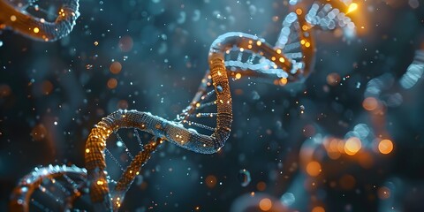 Medical technology harnesses DNA double helix with bioinformatics genetic engineering nanotechnology. Concept Biomedical Engineering, DNA Sequencing, Nanomedicine, Precision Medicine - obrazy, fototapety, plakaty