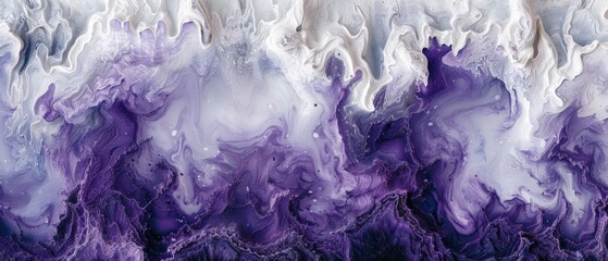  A zoomed-in image of a painting with purple and white swirls at the base.