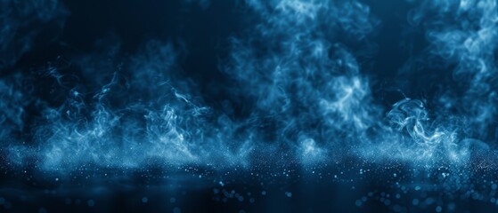  A blue background with smoke rising from the top. - obrazy, fototapety, plakaty