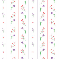 Cute spring seamless vector pattern with flowers