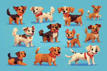 cute puppy dog pet baby vector collection
