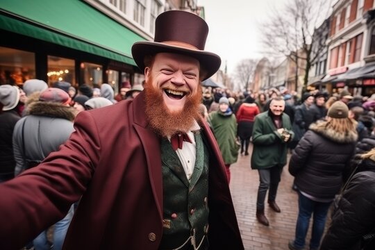Capture emotional moments and visual stories of people celebrating stPatrick&#039;s Day, showcasing the holiday spirit through exciting images and videos selfie with phone