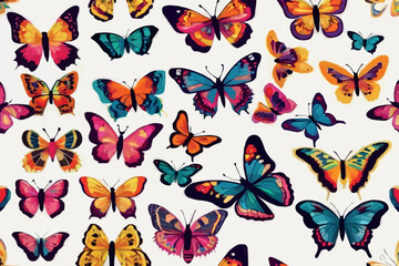 Fototapeta premium Vector seamless pattern with butterflies