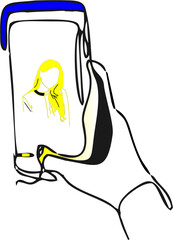 illustration of playing cellphone
