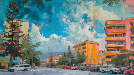 Tirana Main Boulevard art
