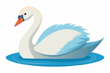 Obraz premium Swan in the water, flat style, vector illustration artwork