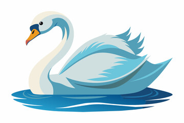 Fototapeta premium Swan in the water, flat style, vector illustration artwork