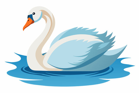 Swan in the water, flat style, vector illustration artwork