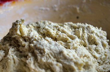 Homemade yeast dough freshly prepared for pizza or bread.