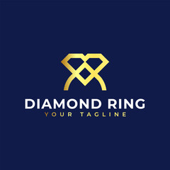 Fototapeta premium Diamond Ring Logo Concept - Diamond shaped ring jewelry logo transformation design.