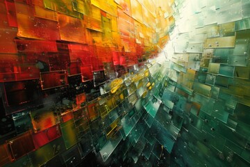 Abstract digital art of colorful cubes streaking towards a bright light, creating a sense of motion.