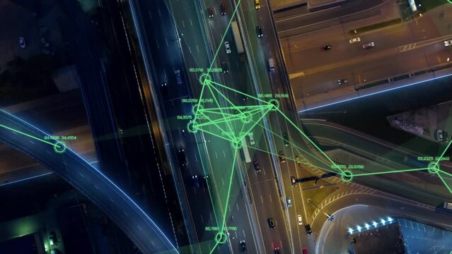Ai, technology, innovation concept. Artificial intelligence tracks transport.