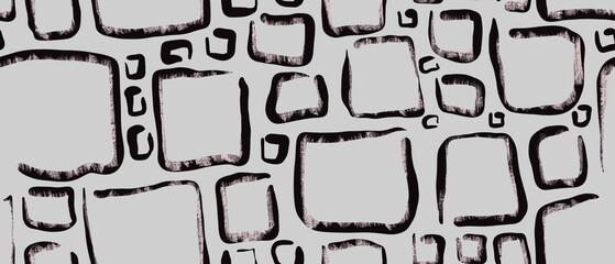 Seamless abstract textured pattern. Simple background black, grey, white texture. Squares. Digital brush strokes background. Design for textile fabrics, wrapping paper, background, wallpaper, cover.
