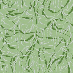 Seamless abstract textured pattern. Simple background with green, dark green, white texture. Digital brush strokes. Lines. Design for textile fabrics, wrapping paper, background, wallpaper, cover.