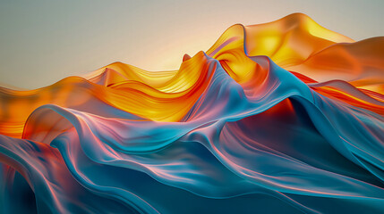 Vibrant Abstract Waves: Artistic Design with Bright Colors and Fluid Motion