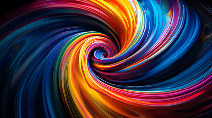 Obraz premium Swirling patterns of rainbow fractal tie dye melting colors intertwine with high contrast lines, forming an intricate and psychedelic shape that transports 