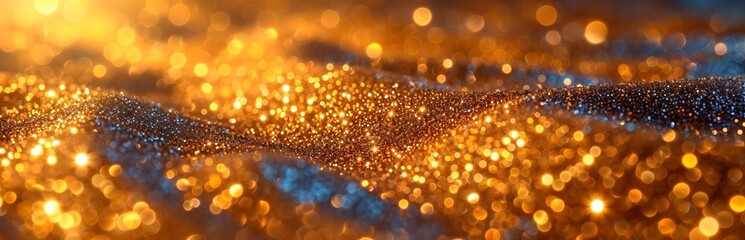the play of light on golden sparkles, creating a feeling of luxury and festive mood.