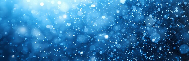 Abstract blue background with highlights and bokeh, reminiscent of frosty winter air or a starry sky.
Concept: background for events related to cold, space or the magic of winter. Banner, copy space
