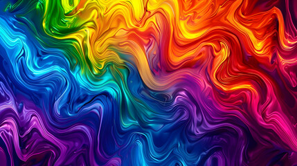 Obraz premium Vibrant waves of rainbow fractal tie dye melting colors flow and morph with high contrast lines, shaping an abstract composition that pulsates with 