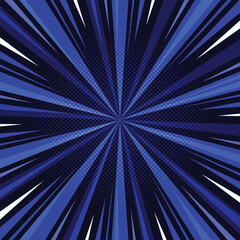 Obraz premium Blue radial stripes background. Blue speed line comic background