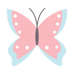 Vector summer butterfly in flat style isolated on white background. Simple element for design, print, decor, postcard, stickers. for web, game and advertising. Hand drawn element garden insect.