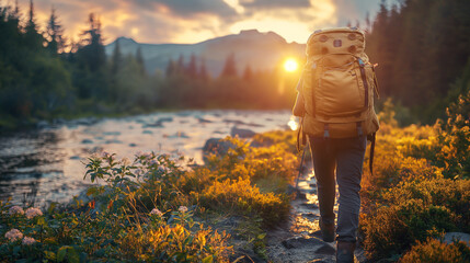 Tourists hike on nature trails.