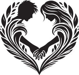 About Holding Hands Heart Shape Silhouette Graphic