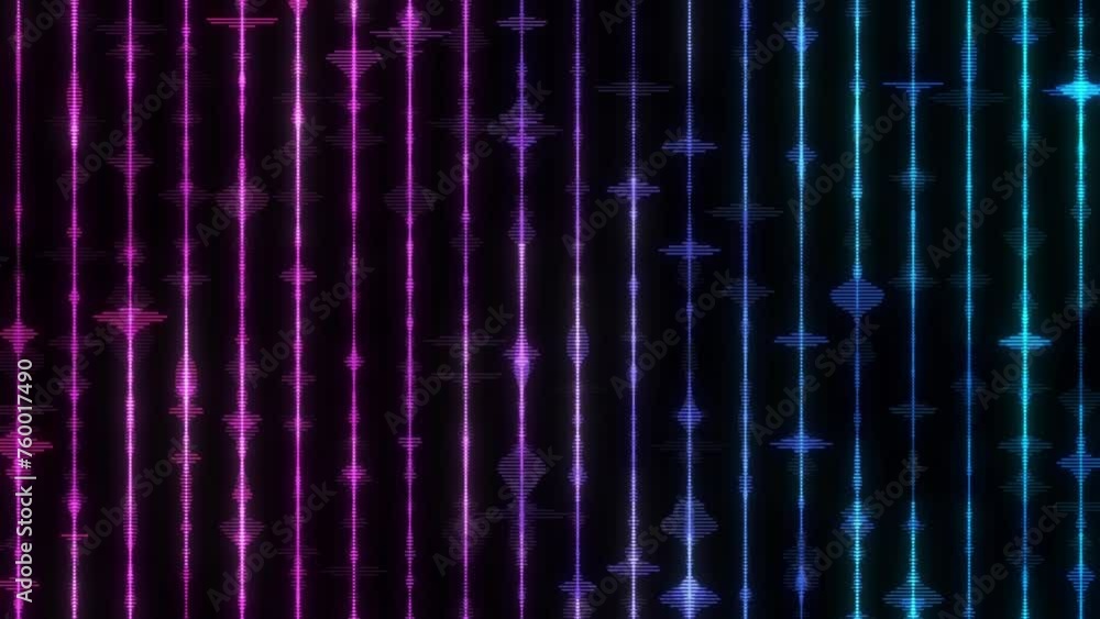 Poster simple colorful music equalizer animation on black background. equalizer pattern animation, music ba