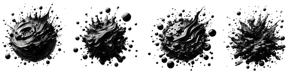 black oil splash isolated png - obrazy, fototapety, plakaty