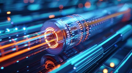 Detailed schematic depicts intricate design of fiber optic cable system