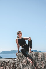 Fototapeta na wymiar Fitness outdoor nature,Gym.Fitness woman working outdoor,doing exercises health beautiful figure.fitness in nature,fitness girl,fitness,fitness,mental health,active lifestyle,self-care,health,wellness