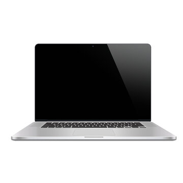 Shiny laptop isolated against plain background , smart device flat lay concept.