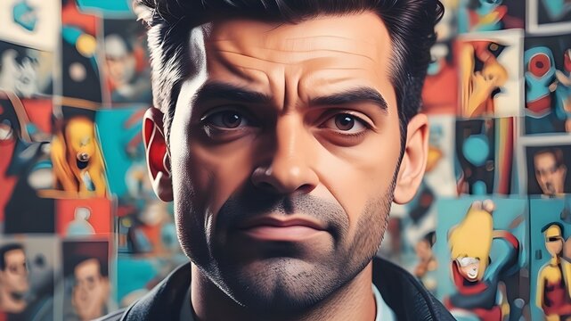 Comic Cartoon Art Photo Effect Mockup for portrait of man 