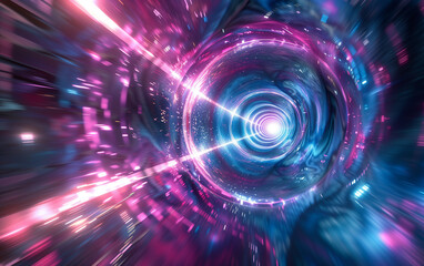 Fototapeta premium abstract futuristic retro sci-fi light speed tunnel