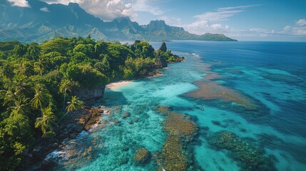 Fototapeta na wymiar Aerial View of Tropical Island in the Ocean