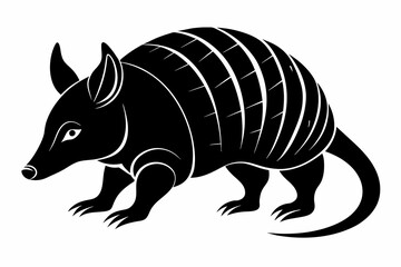 silhouette of armadillo on white background
