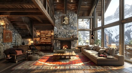 Living room with fireplace