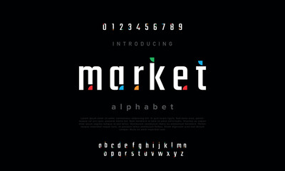 Market modern, futuristic modern geometric font